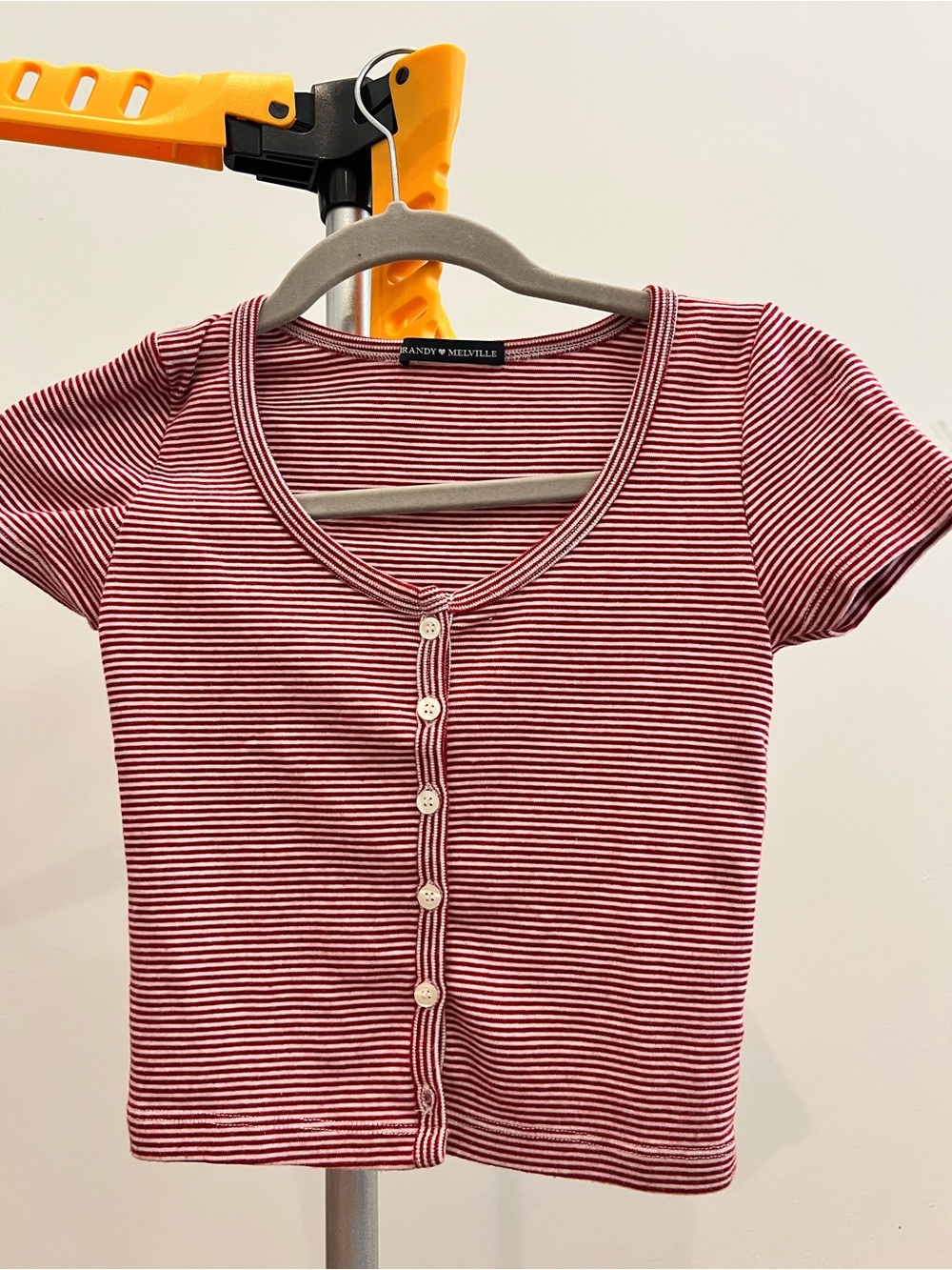 Brandy Melville Red & White Striped Zelly Top